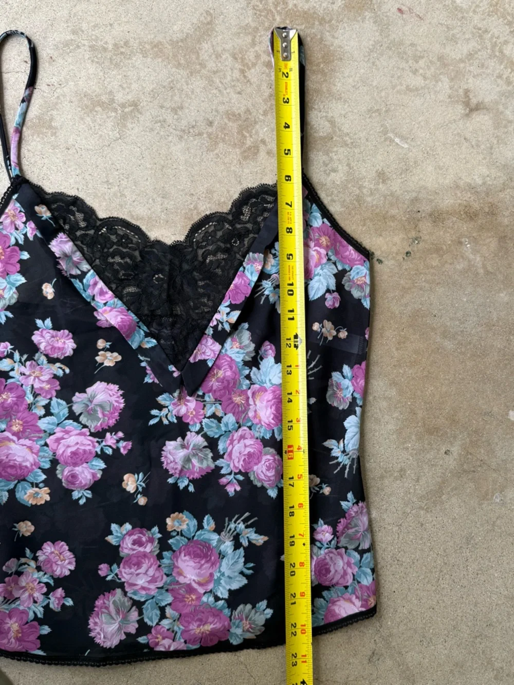 Sheer Mystique Maidenform top 32 VINTAGE floral lace cami rose scalloped hem - Picture 3 of 7